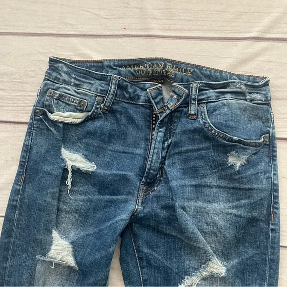American Eagle Outfitters Blue Slim Jeans Distressed